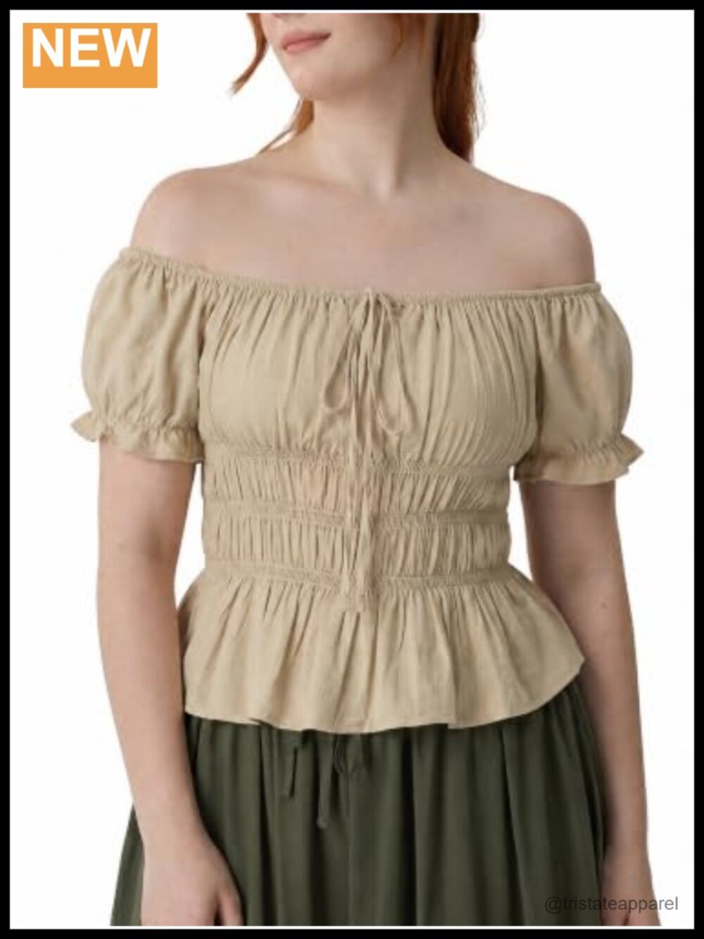 Women's Off Shoulder Cotton Peasant Blouse Renaissance Puff Sleeve Top